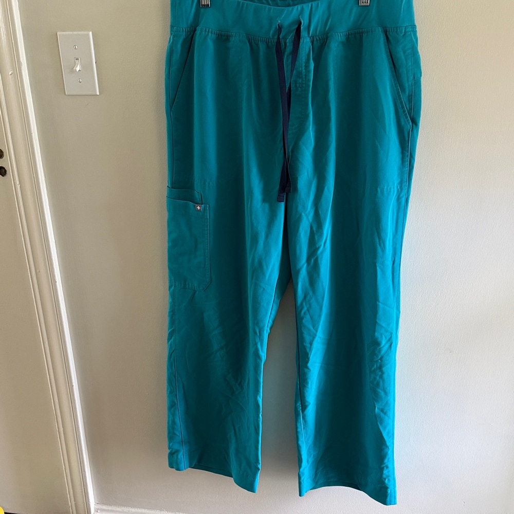 Figs Isabella wide leg teal pants